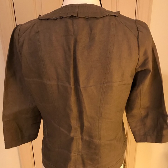 Ann Taylor Loft Brown linen jacket. Size 4P - Picture 3 of 5